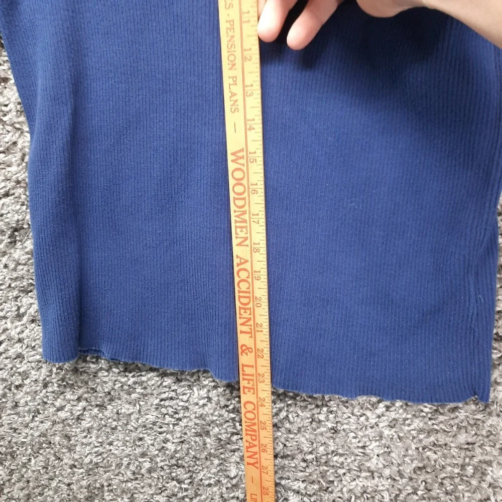 Ralph Lauren LRL‎ Sweater Women XL Blue 3/4 Roll Tab Boat Neck Pullover Top